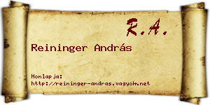 Reininger András névjegykártya